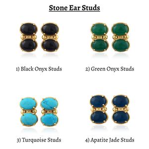 Pendientes de tuerca audaces de latón macizo chapado en oro de 18 quilates con piedra ovalada pulida de ónix negro de estilo neo-gótico para mujer, con cierre a presión - Product Image 6