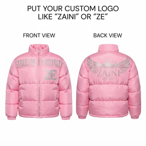 ZAINI Premium 100% Polyester Men's Winter Puffer <b>Jacket</b> <b>Pink</b> Quilted Panel Design Camouflage Pattern Hooded Windproof <b>Waterproof</b> - Product Image 1