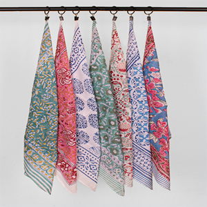 Luxury Fashionable Floral Block Printed Summer Breathable Cotton Square Wristband Boho Style Multifunctional Bandana Quick Dry - Product Image 1