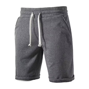 Pantalones Cortos de Algodón Gris para Hombre, Cierre con Cordón, Cintura Media, Estilo Casual, Color Sólido, Tejido de Punto, Transpirable - Product Image 5