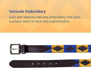 Ceintures de sport personnalisées en cuir pleine fleur pour garçons, ceintures d'équitation en cuir véritable gaufré, ceintures de polo brodées en cuir pour hommes - Vente en gros - Product Image 4