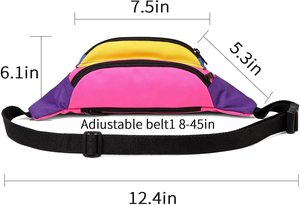 Custom Style Multicolor Unisex <b>Waist</b> <b>Bag</b> Zipper Closure Fashion Sport Chest Belt Color Block <b>for</b> Festival Travel Party Running - Product Image 4