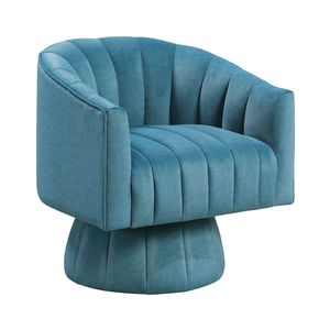 Poltrona Girevole in Velluto Teal Scuro, Moderna e Lussuosa, Comoda per Soggiorno - Product Image 3