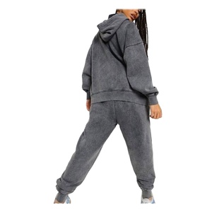 Conjunto de Sudadera con Capucha y Pantalones Cargo para Hombre, Lavado Ácido, Transpirable, Ecológico, Ajuste Holgado, Dos Piezas, Estilo Casual - Product Image 3
