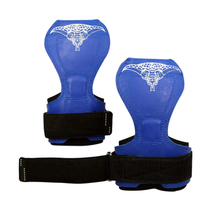 Poignées de musculation ASKIM IMPEX en PU bleu avec support de poignet réglable et sangle Velcro pour l'entraînement en salle de sport - Product Image 3