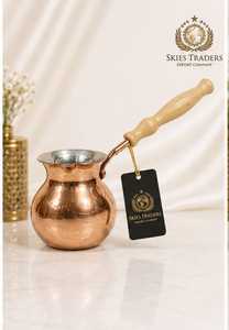 Egyptian Pharaoh Engraved Copper Coffee <b>Pot</b> Cezve Ibrik With Wooden Handle <b>Turkish</b> Greek Coffee Maker - Product Image 1