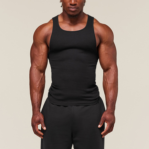 Premium Ribbed Cotton Tank Top Men Slim Fit Workout Muscle Sleeveless Shirt Summer Athletic <b>Vest</b> Quick Dry Customizable - Product Image 4