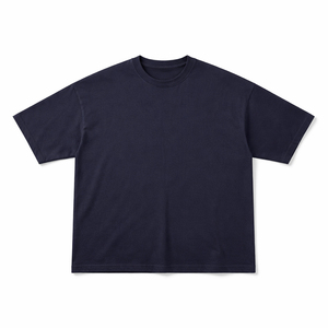 T-shirt à manches courtes pour homme, bleu marine, col rond, coupe classique, couleur unie, jersey de coton, vêtements décontractés - Product Image 1