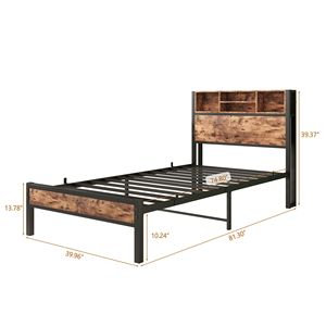 Struttura letto singolo in metallo con testiera contenitore e stazione di ricarica, non richiede rete a doghe - Product Image 4