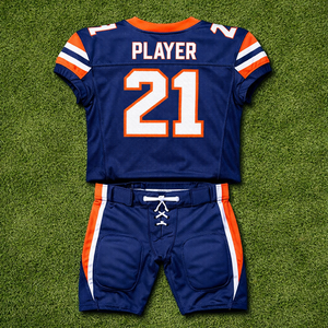 ชุดยูนิฟอร์มอเมริกันฟุตบอลแบบกำหนดเองสำหรับโรงเรียน ผ้าโพลีเอสเตอร์แห้งเร็ว ระบายอากาศได้ดี พิมพ์ลายชื่อและหมายเลขผู้เล่นแบบซับลิเมชั่น - Product Image 2