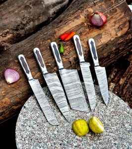 Juego de Cuchillos de Chef Ecológicos y Duraderos de 5 Piezas con Hojas de Acero de Damasco, Mangos Personalizados y Agarre Ajustable - Product Image 2