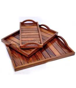 Plateau de service en bois de luxe fait main, écologique, magnifiquement poli, rehausse l'esthétique des objets artisanaux en bois - Product Image 1