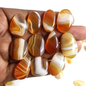 High Quality Black Banded Agate Cabochon Jewelry Making Stones Third Party Certified Rajasthan Origin Color Cut Cut Marquise Cut - Product Image 1