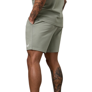 Pantalones Cortos Deportivos para Hombre, Color Verde Salvia, Mezcla de Algodón, Cintura Elástica, Ropa Deportiva Informal para Gimnasio, Entrenamiento, Fitness - Product Image 2