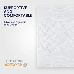 Surmatelas matelassé rafraîchissant blanc en microfibre 400TC, lavable, toutes saisons, usage domestique, teint uni, pliable - Product Image 6