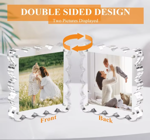 Clear Acrylic Handmade UV Printed <b>Photo</b> <b>Frame</b> Scalloped Edge <b>Magnetic</b> Double Sided Desktop Display Stand Modern REHMAN CRAFT - Product Image 6