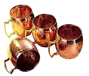 Copper cocktail serving <b>mug</b> set for luxury festive drink culture hammered finish metal cups durable reusable serving <b>mugs</b> - Product Image 1