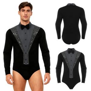 <b>Mens</b> Figure Skating Latin Dance Bodysuit Leotard <b>Jumpsuit</b> Dance Costume <b>For</b> <b>Men's</b> Figure Skating Competitions Stage Performances - Product Image 1