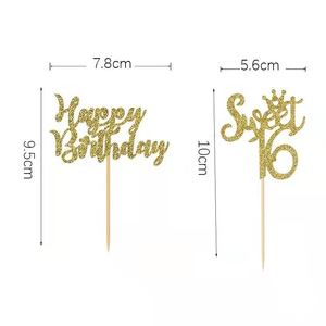 Décorations de fête Joyeux 16e Anniversaire en Papier Pailleté, Topper de Gâteau Sweet Sixteen pour Filles, Fournitures de Fête du 16e Anniversaire - Product Image 4