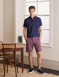 Shorts Bermuda en Coton Violet pour Homme, Taille Mi-Haute, Fermeture Boutonnée, Couleur Unie, Tissu Oxford Respirant, Décontracté - Product Image 2