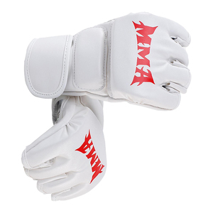 Gants de boxe en cuir blanc pour adultes, gants d'entraînement MMA, sangle de poignet réglable, équipement d'arts martiaux antidérapant - Product Image 3