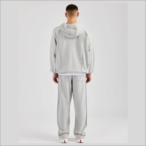 Survêtements grande taille de qualité supérieure, fabrication en gros, survêtements amples à fermeture éclair, logo personnalisé imprimé, survêtements en molleton 350 GSM - Product Image 5