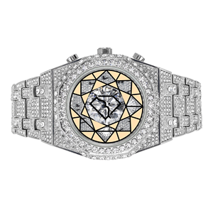 Reloj de Pulsera de Cuarzo Hip Hop con Bisel de Acero Inoxidable, Cronógrafo de Lujo Ecológico de 46 mm con Incrustaciones de Moissanita - Product Image 3