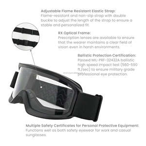 ANSI Z87+ Certified TPU frame anti-fog ballistic goggles for firing range use - Product Image 3