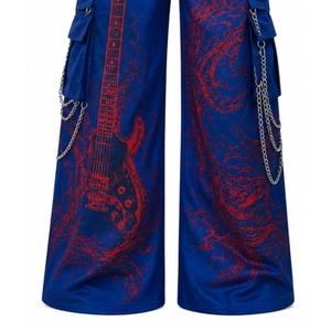 Pantalones Cargo Anchos para Hombre, Estilo Gótico Grunge, con Estampado de Guitarra Eléctrica, Cinturón de Cadena, Estilo Punk - Product Image 6