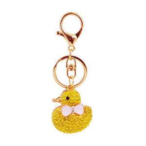 Llavero con lazo de <span class=keywords><strong>patito</strong></span> de diamantes de imitación, colgante para bolso de aleación de zinc en tono dorado, para regalos de invitados de baby shower - Product Image 5
