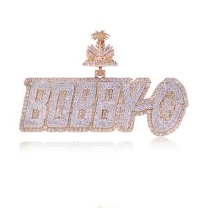 จี้ชื่อ BOBBY-O แบบกำหนดเองประดับเพชร |   จี้มอสซาไนต์รูปต้นปาล์มแบบปรับแต่งได้ |   จี้ตัวอักษรฮิปฮอป เงินแท้ 925 - Product Image 1