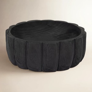 ชามไม้ทำมือ ดีไซน์มินิมอล แกะสลักสีดำ สำหรับเสิร์ฟอาหาร ชามตกแต่ง - Product Image 1