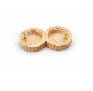 Boîte à épices artisanale de qualité supérieure, Masala Dabba, couvercle en acrylique avec 2 compartiments ronds et cuillère, ensemble de boîtes à épices en bois de pin - Product Image 4