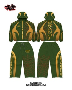 Purple Gold Brand Studios Spider Web Tracksuit Set | Oversized <b>Zip</b> Hoodie & Jogger Pants | Streetwear Matching Set OEM - Product Image 5