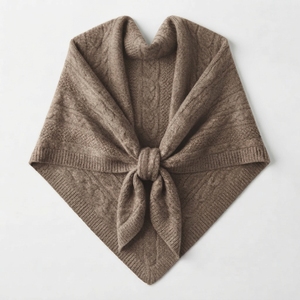 Écharpes triangulaires en tricot torsadé lourd pour femmes, châles-ponchos d'hiver doux et chauds, imprimés sur mesure, vente en gros, fournisseur - Product Image 5