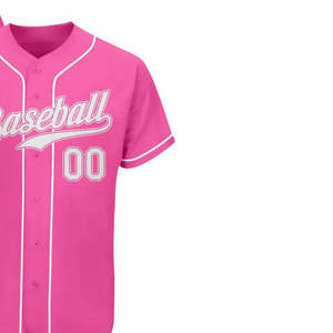 Camiseta de béisbol rosa personalizada unisex para adultos, manga corta, transpirable, de poliéster, impresa con nombre y número - Product Image 6