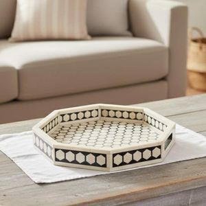 Bandeja de Servir Hecha a Mano con Incrustaciones de Hueso, Diseño Tradicional Ecológico para Frutos Secos, Bocadillos y Bebidas, de Calidad - Product Image 1