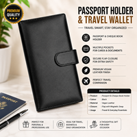 Portefeuille de voyage en cuir végétalien personnalisé avec logo, porte-passeport, gravure UV, fentes pour cartes en métal, cadeau d'affaires