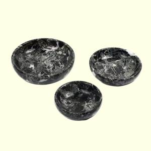 Moderna Tazón Redonda de Mármol Negro con Vetas Blancas para Servir, Plato Decorativo para Cocina de Lujo y Decoración de Hostelería, Bautizo - Product Image 2