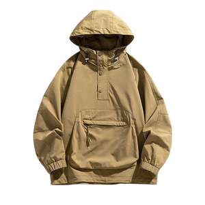 Oem Service Customized Vintage Printed <b>Mens</b> Windbreaker <b>Jacket</b> with Hood <b>Lightweight</b> 100% Polyester Outerwear - Product Image 1