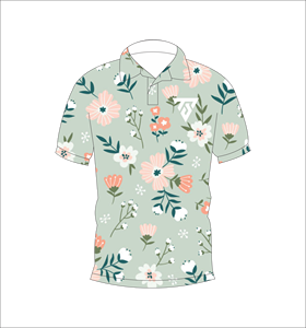 Camisa polo con estampado floral verde menta para hombre, camiseta de golf informal de manga corta a la moda de verano - Product Image 1