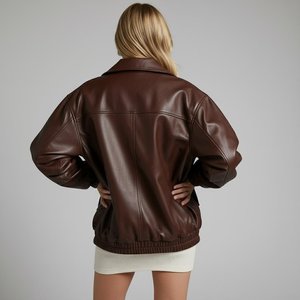 Chaqueta de cuero para mujer, hecha con piel animal auténtica, textura suave, ropa de abrigo cálida para invierno, estilo casual y elegante para uso diario. - Product Image 5