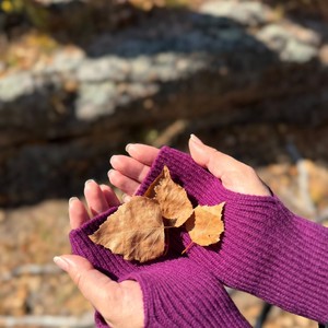 MONECO Gants sans doigts en cachemire, tricot côtelé thermique, avec manchette, couleur unie Orchidée, pour printemps et automne, chauffe-mains, compatibles écran tactile - Product Image 1