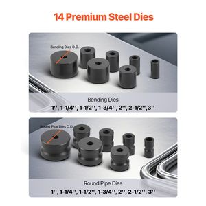 Piegatrice Manuale con 14 Matrici di Piegatura, 200 Gradi, Utensile Resistente per Tubi in Rame, Alluminio, Ferro, Piegatubi HVAC - Product Image 3