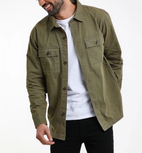 OEM Men's Casual Button-<b>Down</b> Corduroy Shacket Winter Solid Pattern Knitted Breathable Customized Layer Cotton/Poly Blend Fabrics - Product Image 1