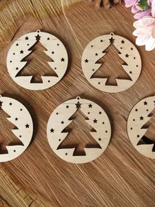 <b>Wooden</b> Christmas Ball and Tree Ornaments with <b>Laser</b>-<b>Cut</b> Elegant Patterns, Handmade Holiday Decorations Perfect for Festive - Product Image 6