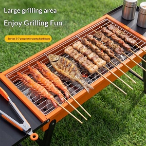 Parrilla de barbacoa engrosada y ampliada para uso doméstico, parrilla portátil para acampar al aire libre, para brochetas. - Product Image 2