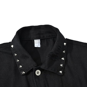 Chaqueta de Mezclilla para Hombre, 100% Algodón, Secado Rápido, Transpirable, Resistente al Viento, Estilo Urbano, Decorada con Remaches, Estilo Punk, Corte Ajustado - Product Image 6