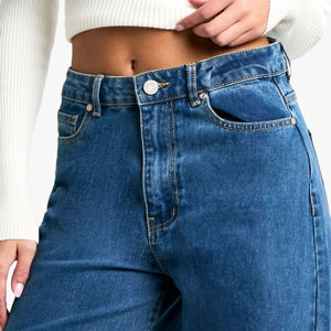 Jeans en denim skinny pour femmes, style streetwear, taille haute, séchage rapide, anti-plis, design personnalisé, vente en gros OEM - Product Image 6