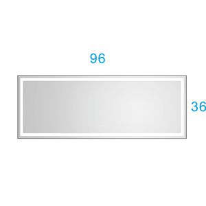96in. W X36 In. H Polished <b>Crystal</b> Framed LED Single Bathroom Vanity <b>Mirror</b> with 3 Color Lights Bathroom Wall Vanity LED <b>Mirror</b> - Product Image 2